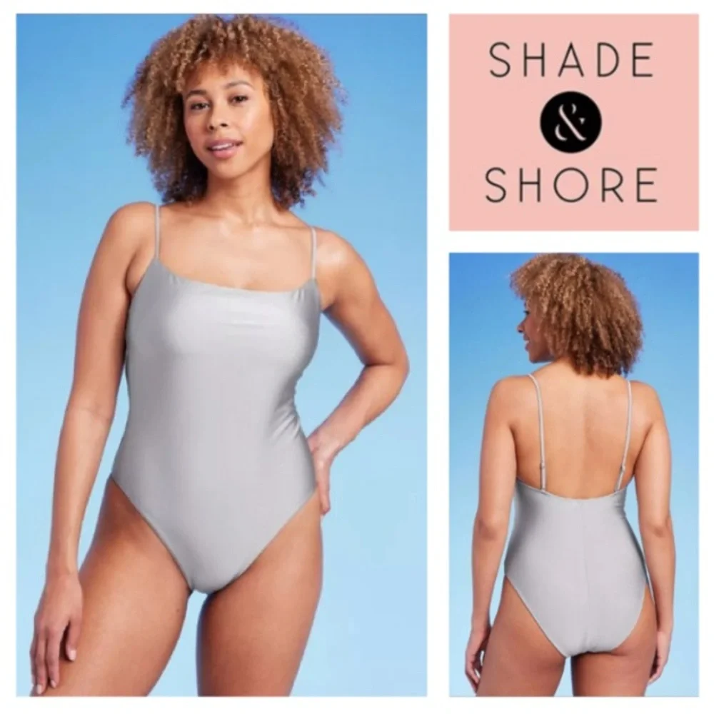 NEW! Shade & Shore Women's Square Neck High Leg Cheeky One Piece Swimsuit (XS) - Picture 1 of 9